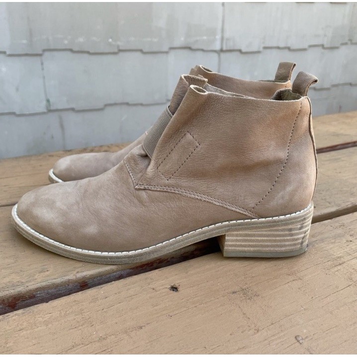 Eileen Fisher Soul Tumbled Suede Leather Ankle Boots Bootie Size 6.5